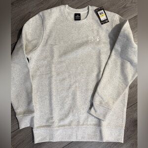 Under Armour Men’s Icon Fleece Crewneck Sweater White Gray NWT
